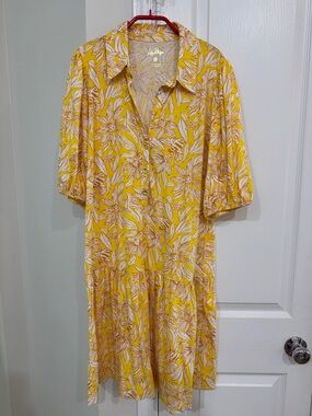 Lilly Pulitzer Bingley Yellow Floral Shirt Dress